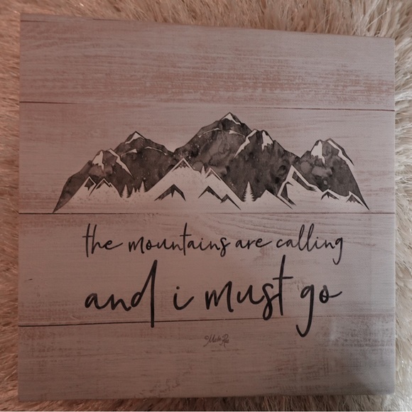 10x10 Canvas Mountain Wood Style Art for Home Decor | Wall or Tabletop Decor - Picture 5 of 6